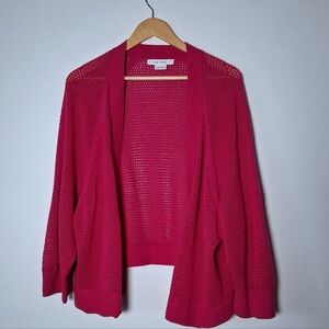 Open Front Cardigan Pink Crochet Knit Size 4X